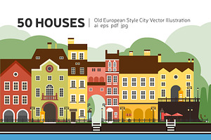 City Constructor. 50 Vector Houses