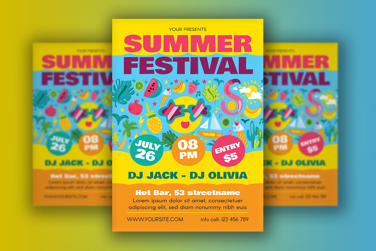Summer Party Festival Poster, a Poster Template by barsrsind