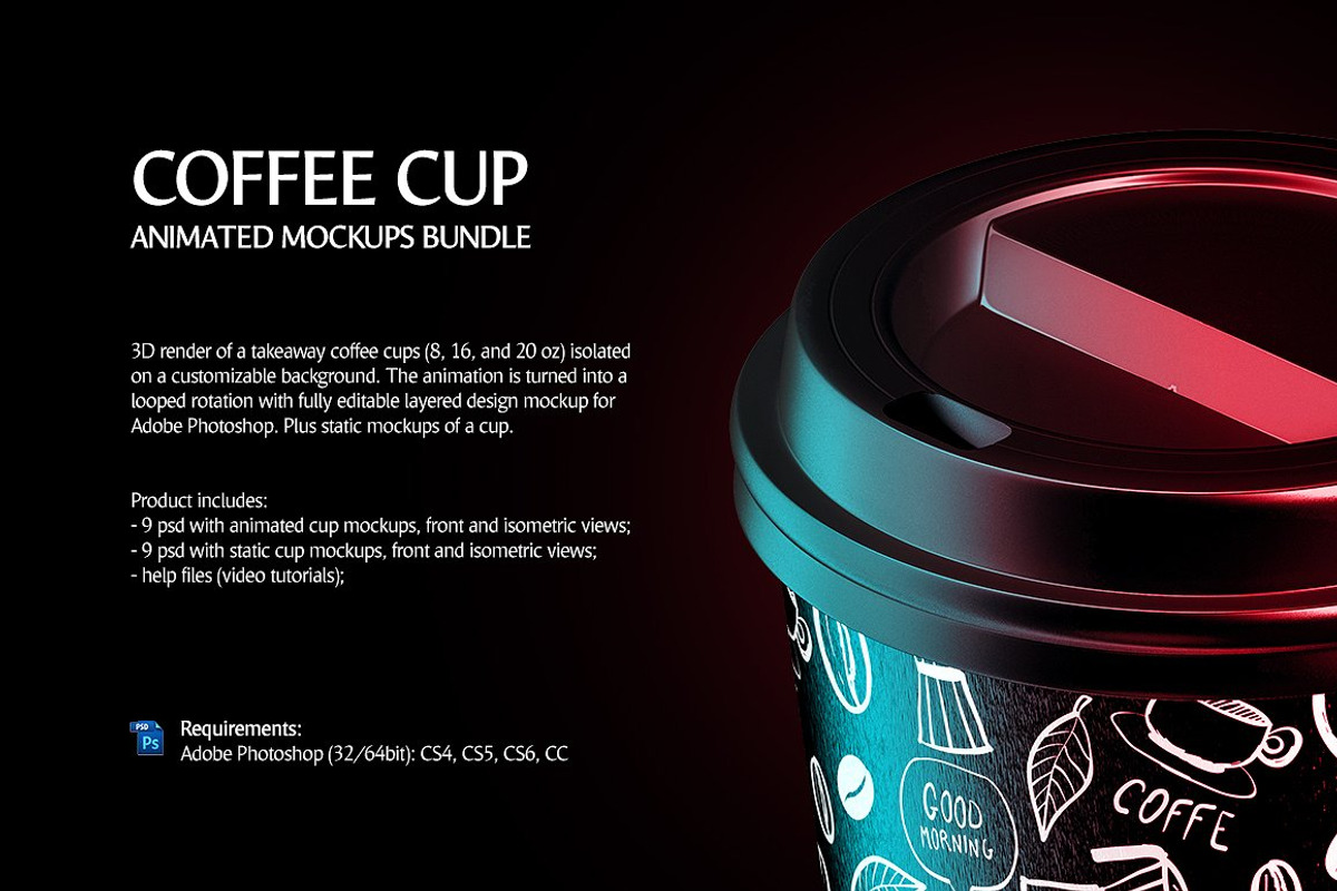 Coffee Cup Animated Mockups Bundle, a Cups & Container Mockup by rebrandy (Photo 2 of 20)