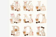 That Girl Coffee Alphabet PNG Bundle, a Work Illustration by Tanya Kart (Thumbnail 4 of 6)