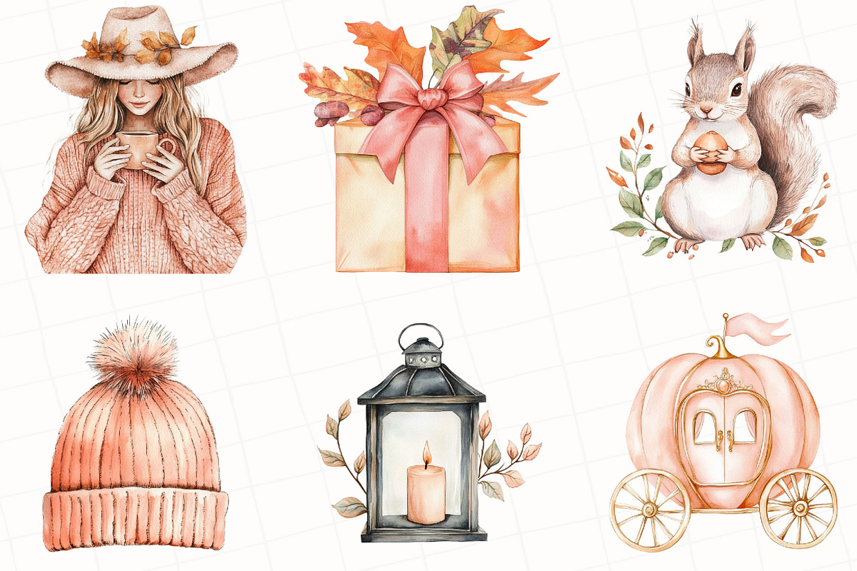 Peach Colored Autumn Clipart, an Illustration by OK Design (Photo 4 of 5)