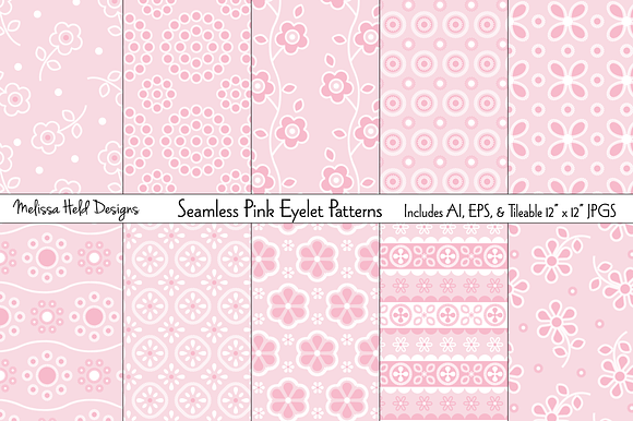 Seamless Pink Eyelet Patterns preview 8