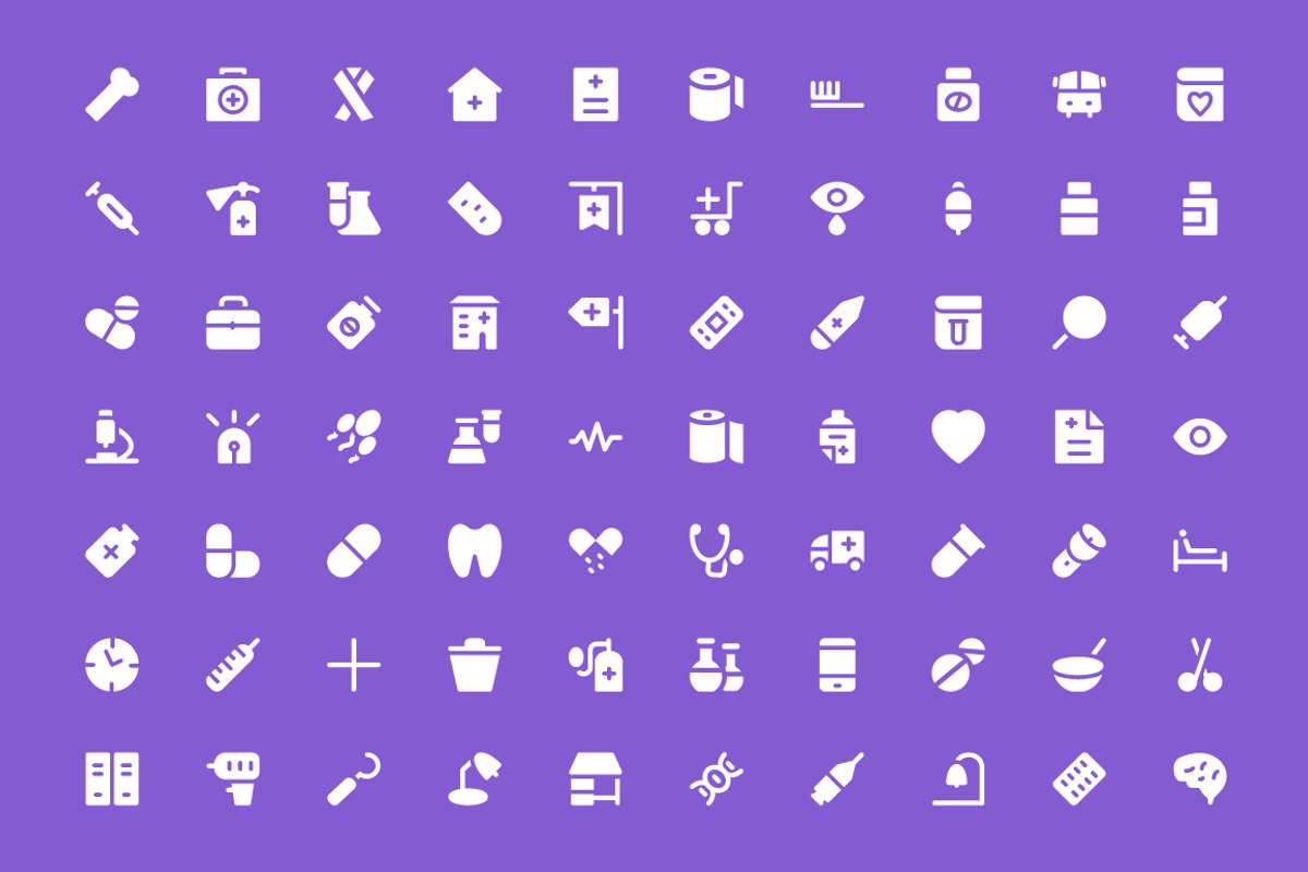 250 Medical Vector Icons, a Solid Icon by Vectors Market (Photo 3 of 4)