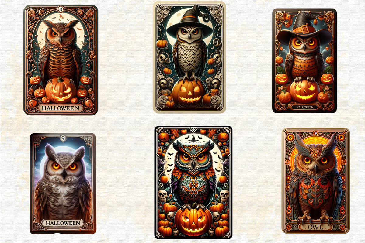 Halloween Owl Tarot Card Sublimation, an Illustration by SVGArt (Photo 2 of 8)