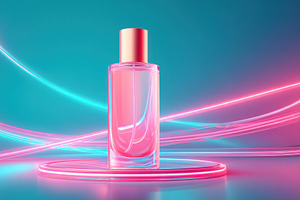 Modern perfume bottle with vibrant lighting, a Beauty & Fashion Photo by AlyaAnd