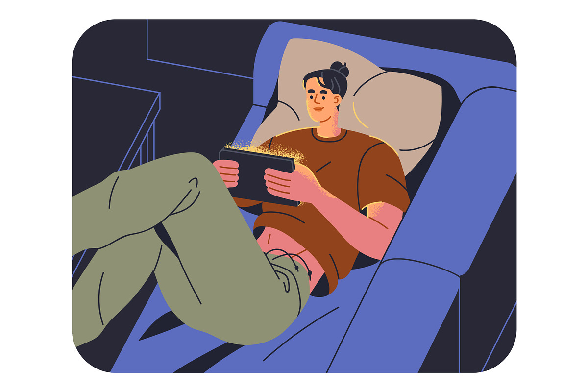 People use phone, devices at night, a Technology Illustration by Good Studio (Photo 2 of 9)