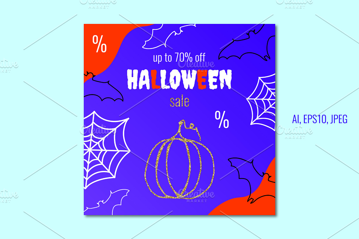Halloween Sale Flyer Vector, a Flyer Template by kh_cat