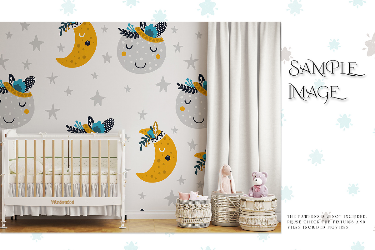 Nursery Wallpaper PNG & PSD Mockups, a Product Mockup by mock-ups
