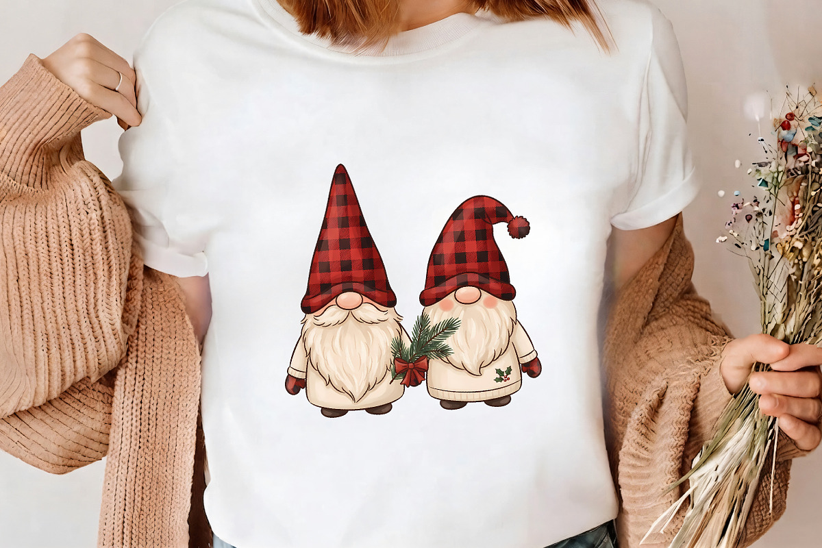 Plaid Christmas Gnome Couple PNG Art, a Seasonal Illustration by CrexoraLab (Photo 4 of 4)