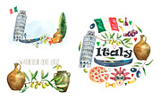 Watercolor set of Italy, a Food Illustration by Vikeriya (Thumbnail 4 of 6)