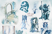 Watercolor Knight Clipart Set, a Person Illustration by ArtCreationsDesign (Thumbnail 3 of 10)