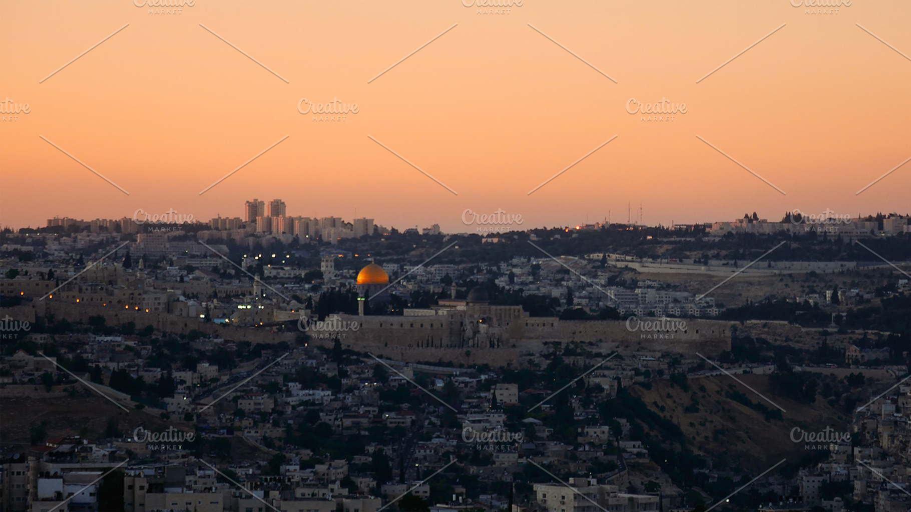 Jerusalem panoramic sunset view, a Photo by HighRes Pictures
