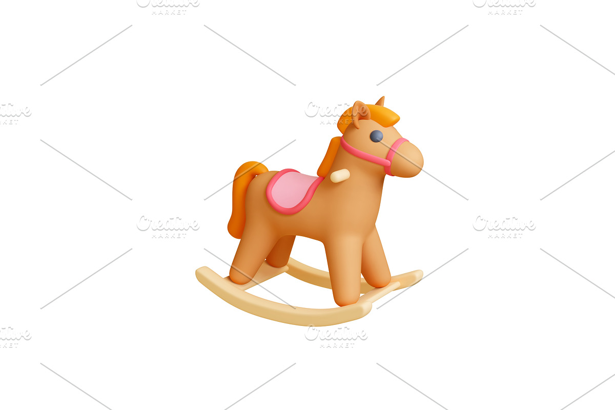 Wooden rocking horse 3d icon, an Illustration by Valerie Bodnar