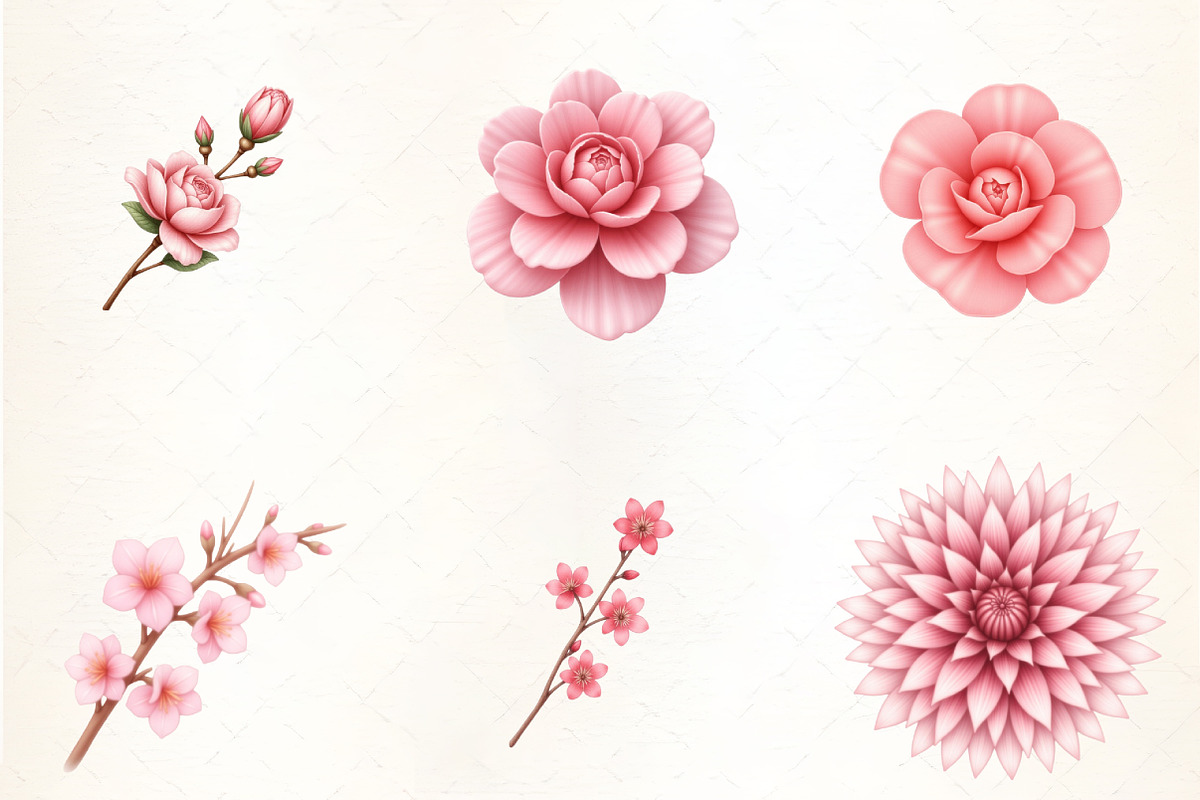 Blush Flower Clipart, an Illustration by CrexoraLab (Photo 2 of 5)