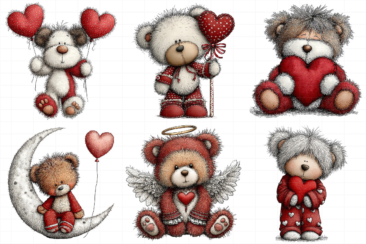 Valentine Teddy Bear Set, an Illustration by Daily.Designs (Photo 4 of 8)