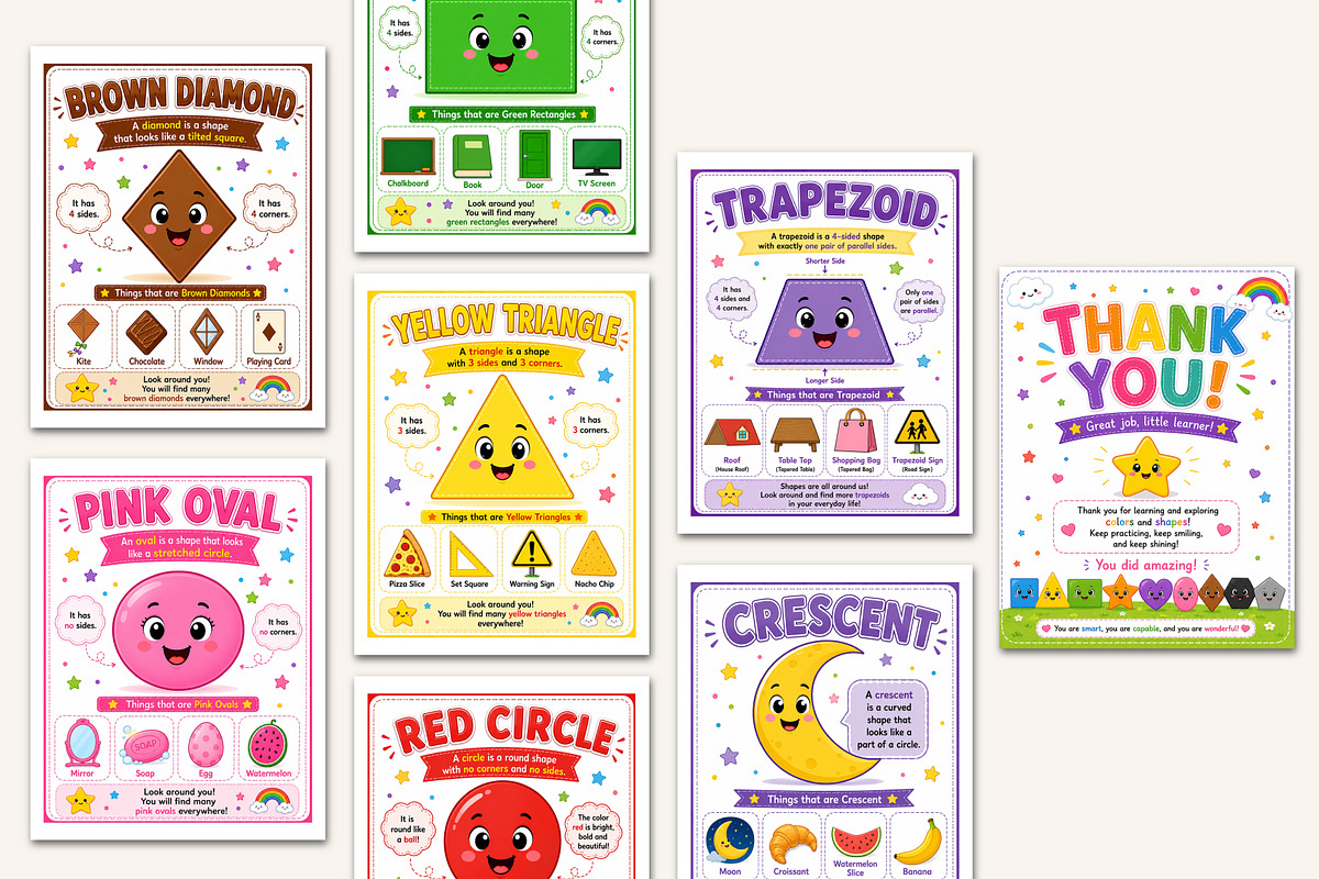 Colors and Shapes Flash Cards, a Stationery Template by Designmela01 (Photo 4 of 5)
