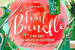 Font & Watercolor Bundle 92% OFF