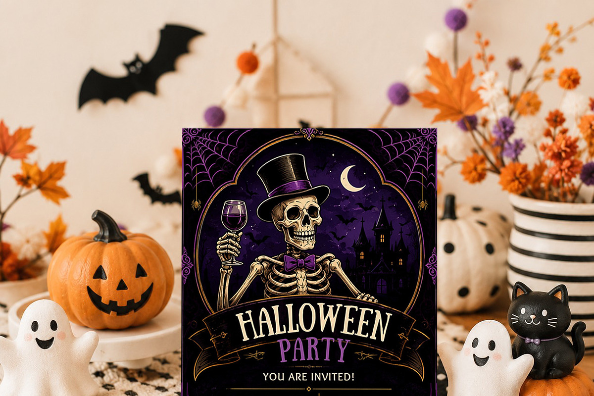 Skeleton Halloween Party Invitation, an Invitation Template by Arslan (Photo 4 of 5)