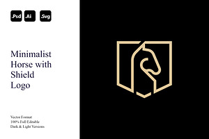 Minimalist Horse with Shield Logo, a Branding & Logo Template by Luxury Logos