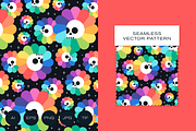 Rainbow Flowers with Skulls Pattern, a Pattern Graphic by Rxmi Studio (Thumbnail 1 of 3)