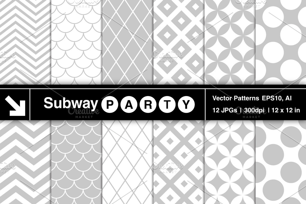 Vector Retro Geometric Gray Patterns