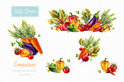 Vegetables. Watercolor, a Decorative Illustration by Ekaterina Mikheeva (Thumbnail 4 of 8)