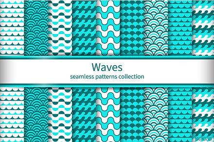 9 waves seamless patterns