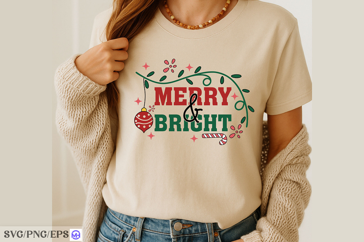 Merry & Bright SVG Christmas Quote, a Graphic by mh_arif (Photo 3 of 3)
