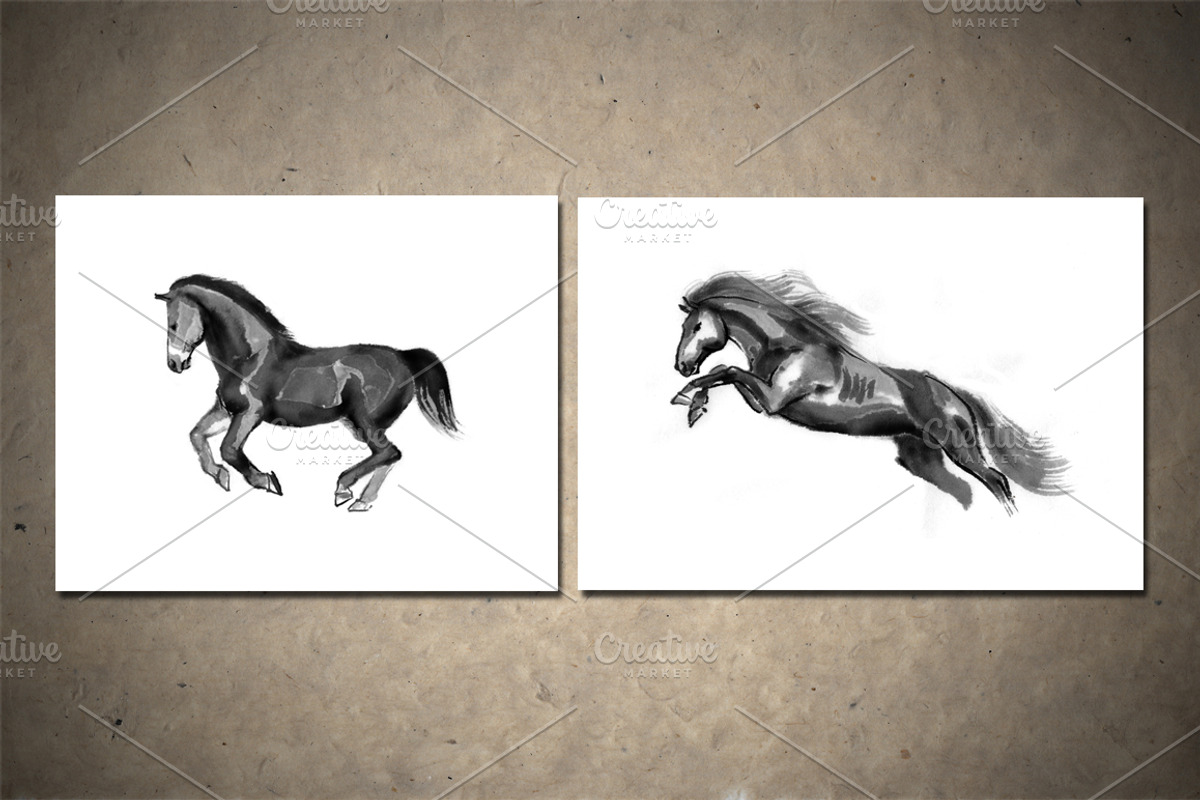 Horses Sumi-e Vol2, an Illustration by StabuLaRasa illustration (Photo 4 of 9)