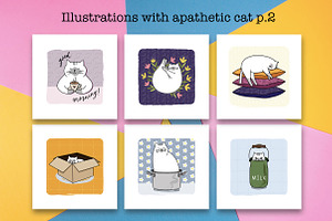Illustrations with apathetic cat p.2, an Animal Illustration by Lyolya Profitrolya