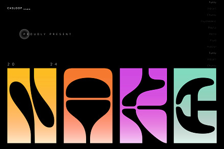 Nake - Funky Quirky Fluid Typeface, a Sans Serif Font by Casloop Studio