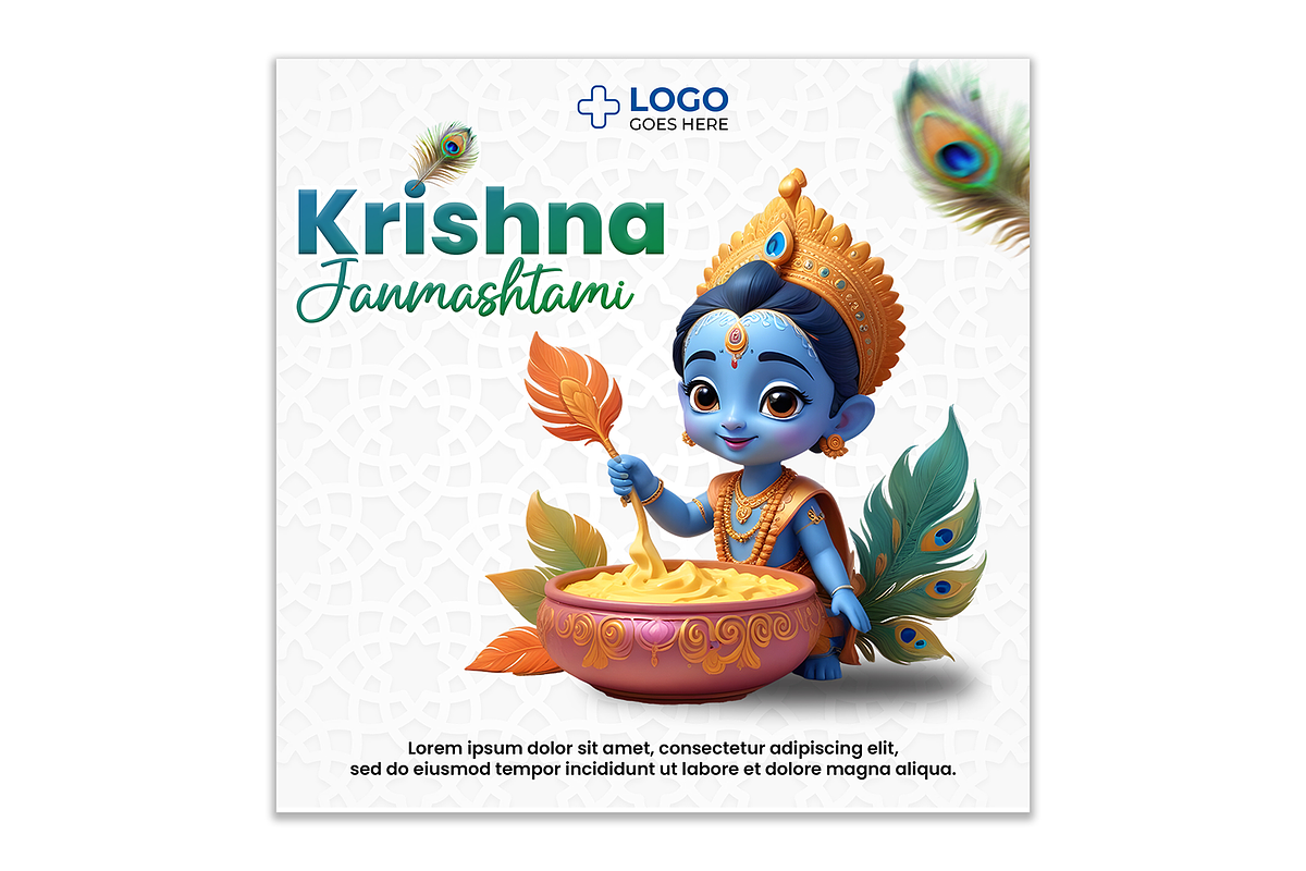 krishna janmashtami 5 post, a Social Media Template by AyyazMomin (Photo 10 of 12)