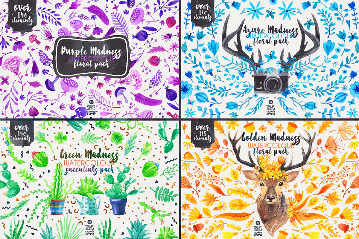 Colorful Madness Floral Bundle, a Decorative Illustration by Stella's Graphic Supply (Photo 2 of 15)