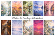 Watercolor Landscape Illustrations, a Background Graphic by Victoria Obscure (Thumbnail 2 of 4)