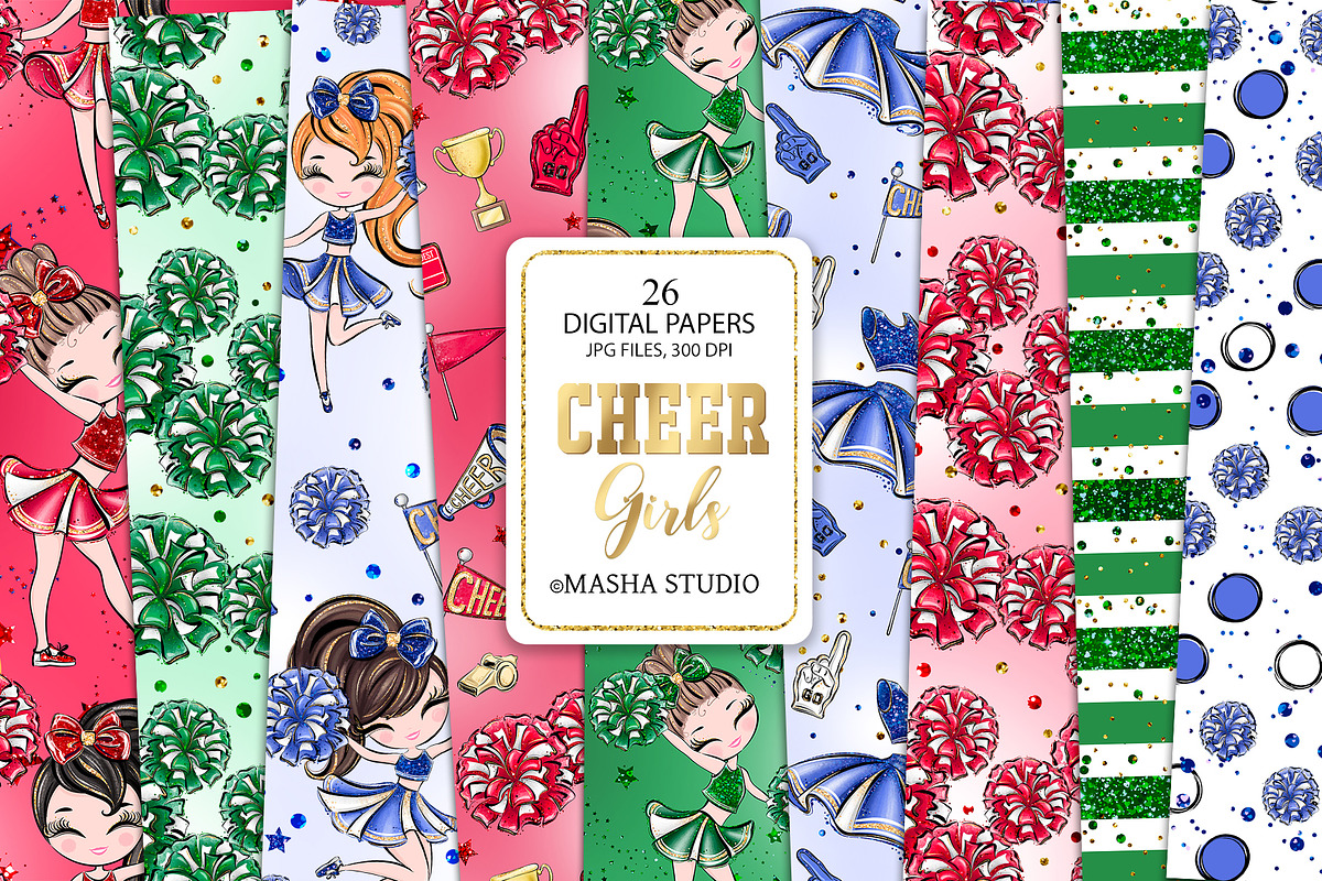 Cheerleader Repeatable Patterns, a Pattern Graphic by Masha  Studio (Photo 1 of 8)