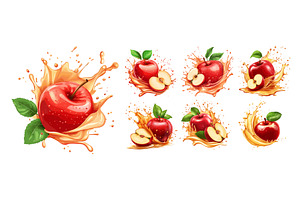 Juicy red apple with fresh splash, a Food Illustration by Onyx