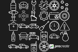 Car Service Icons Set 1 Procreate