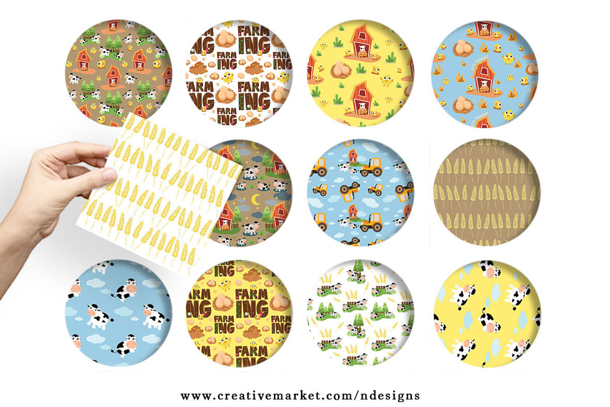 Farm Seamless Pattern + Clipart + Ai, a Pattern Graphic by NDesigns (Photo 3 of 4)