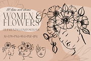 Line Art Women & Flowers Collection, a Healthcare Illustration by Dervik Art Store (Thumbnail 1 of 9)