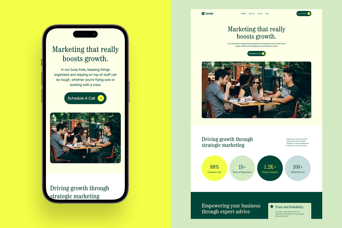 Zenith Marketing Agency Landing page, an UI Kit Template by Ahmed Rubel (Photo 5 of 9)