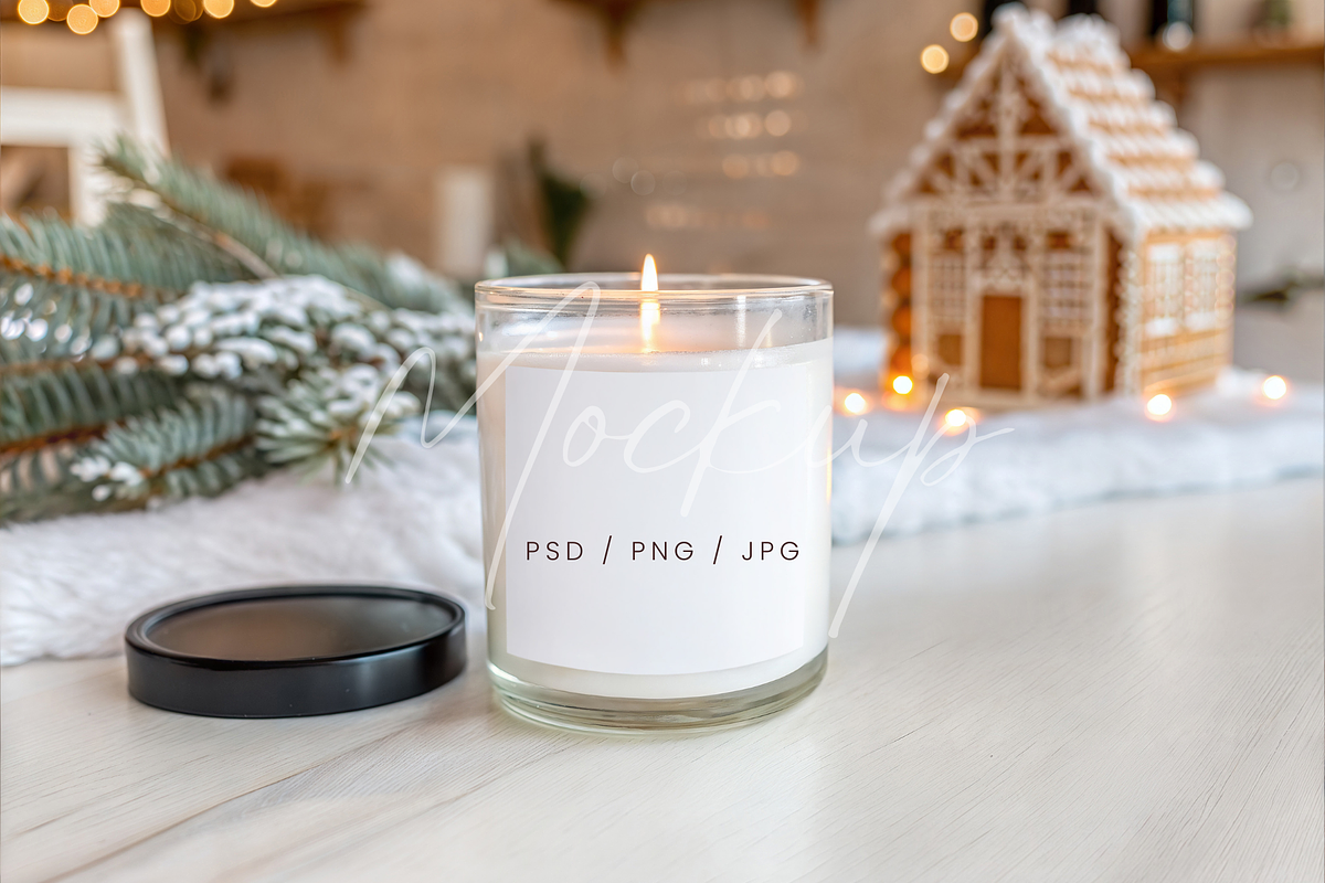 Christmas Gingerbread Candle Mockup, a Product Mockup by TatiMockup (Photo 1 of 5)