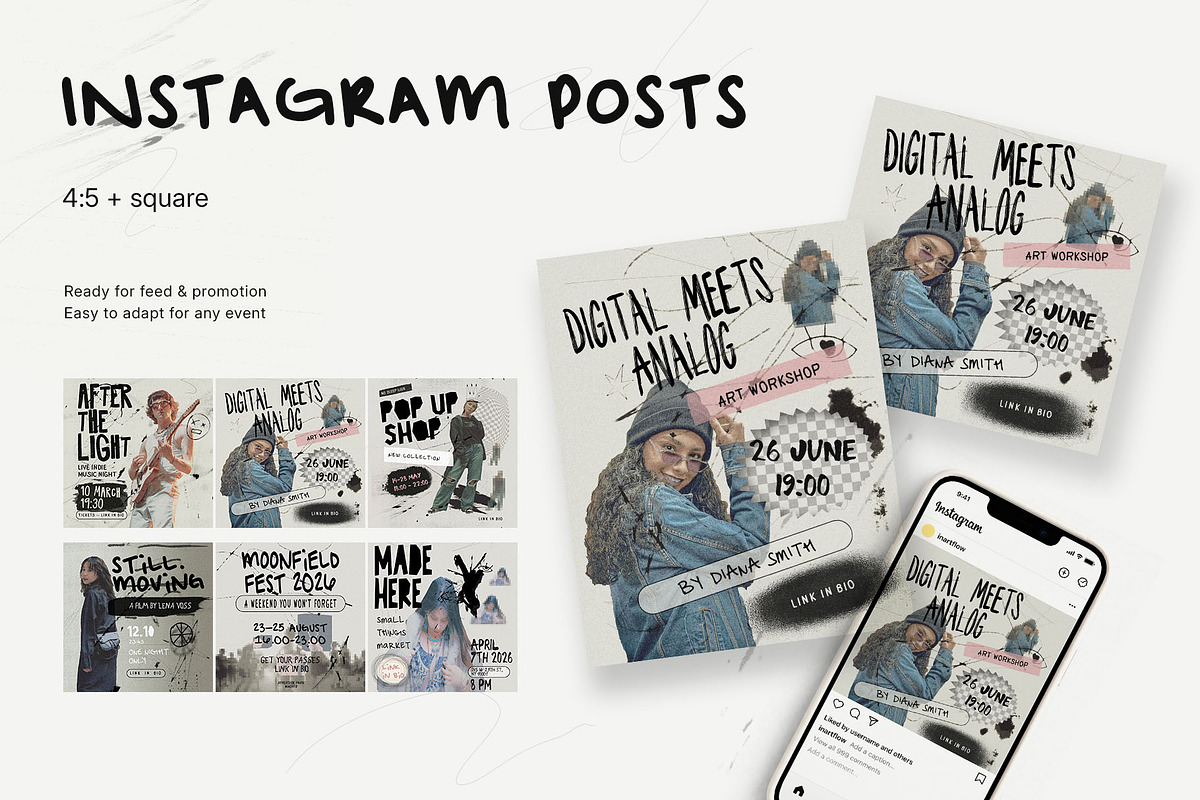 Indie Posters & Instagram Templates, a Social Media Template by Inartflow (Photo 5 of 9)