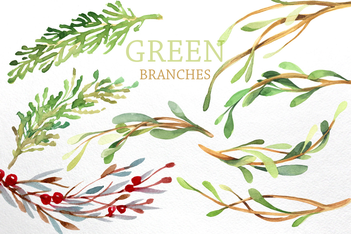 Watercolor branches and berries, an Illustration by katyabuslaeva (Photo 4 of 8)