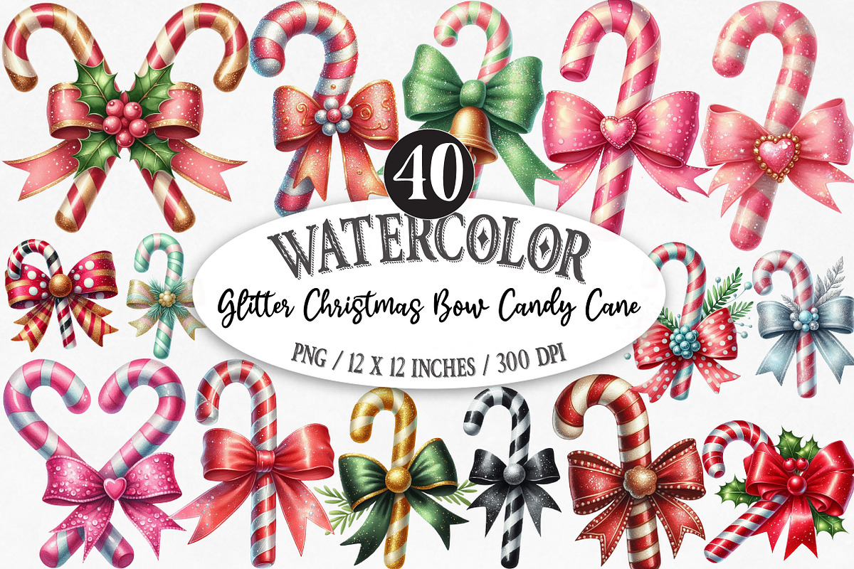 litter Christmas Bow Candy Cane, an Illustration by Designking (Photo 1 of 5)