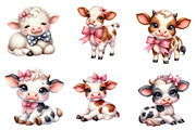 Cute Baby Cow Watercolor Clipart, an Illustration by CreationArt (Thumbnail 5 of 6)