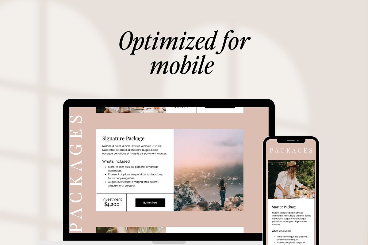 5 Showit Pricing Add-On Canvases, a Websites & App Template by Amanda Pena Design (Photo 3 of 8)