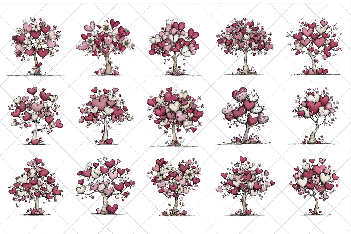 Quirky Valentine Day Tree Clipart, an Illustration by SinaCreation (Photo 2 of 7)