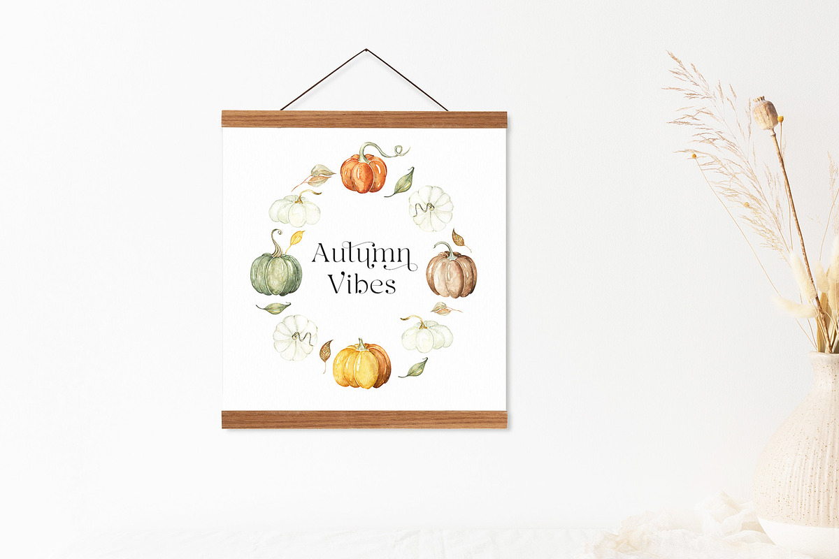 Autumn Vibes. Pumpkins Watercolor, an Illustration by LABFcreations (Photo 7 of 21)