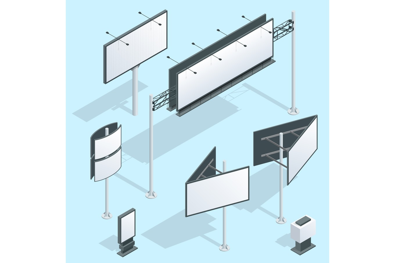 Billboard isometric. Set of different perspectives advertising ...