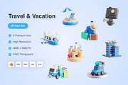 Travel & Vacation 3D Icons Set, an Object 3D Model by Kmg Design (Thumbnail 1 of 2)